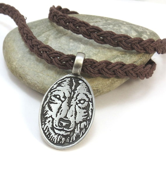 Wolf Pendant Hemp Necklace, Nature Jewelry