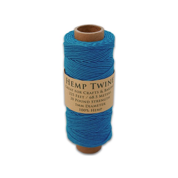 Blue Hemp Twine, 1mm, 225 Ft, Jewelry Making