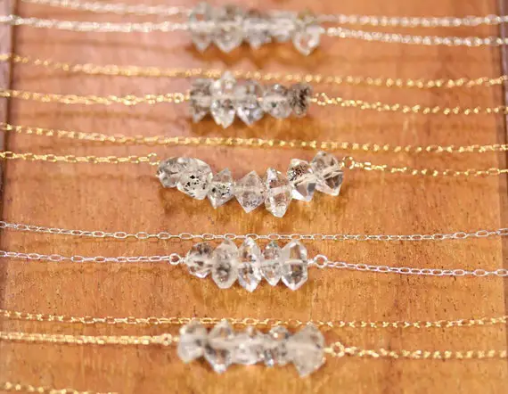 Herkimer Diamond Necklace - Bar Necklace - Raw Crystal Necklace - Quartz Necklace