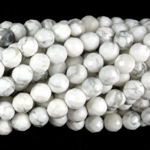 Shop Howlite Faceted Beads! White Howlite Beads, Faceted Round, 6 mm, 15 Inch, Full strand, Approx 60 beads, Hole 1 mm, A quality (275025001) | Natural genuine faceted Howlite beads for beading and jewelry making.  #jewelry #beads #beadedjewelry #diyjewelry #jewelrymaking #beadstore #beading #affiliate #ad