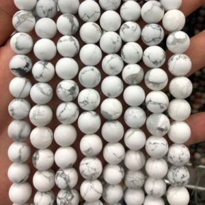 Shop Howlite Round Beads! Howlite Matte Beads, Natural Gemstone Beads, Round Stone Beads 4mm 6mm 8mm 10mm 12mm 15'' | Natural genuine round Howlite beads for beading and jewelry making.  #jewelry #beads #beadedjewelry #diyjewelry #jewelrymaking #beadstore #beading #affiliate #ad