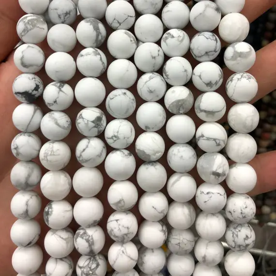 Howlite Matte Beads, Natural Gemstone Beads, Round Stone Beads 4mm 6mm 8mm 10mm 12mm 15''
