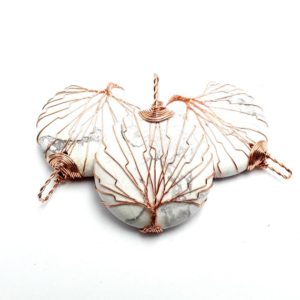 Shop Howlite Round Beads! Howlite Tree Pendant Copper Wire Wrap Round Size 40mm Sold per Piece | Natural genuine round Howlite beads for beading and jewelry making.  #jewelry #beads #beadedjewelry #diyjewelry #jewelrymaking #beadstore #beading #affiliate #ad