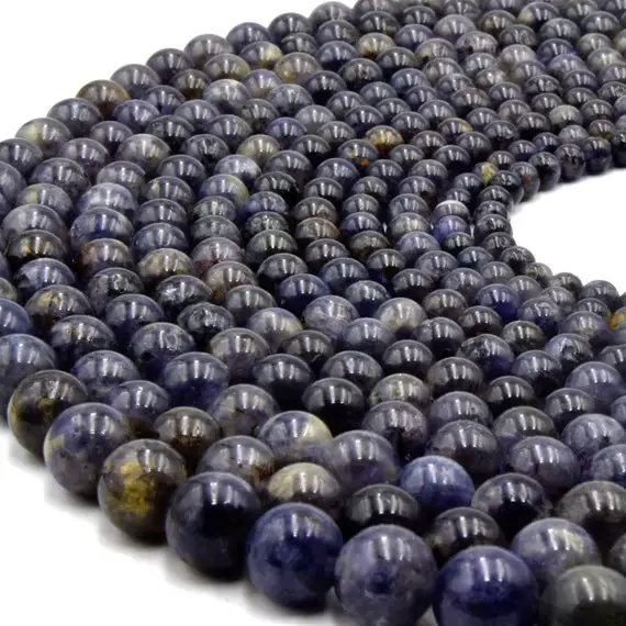 Iolite Beads  | 5mm, 6mm, 7mm, 8mm, 9mm, 10mm | Round Smooth Iolite Beads | Wholesale Beads | Beading Supplies