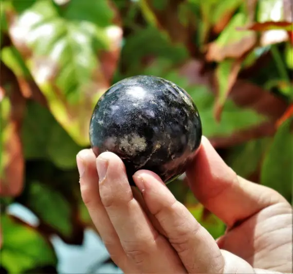 Small 55mm Blue Iolite Cordierite Sphere - Water Sapphire Healing Stone For Metaphysical Meditation, Chakra Balancer, Mystical Decor Gift