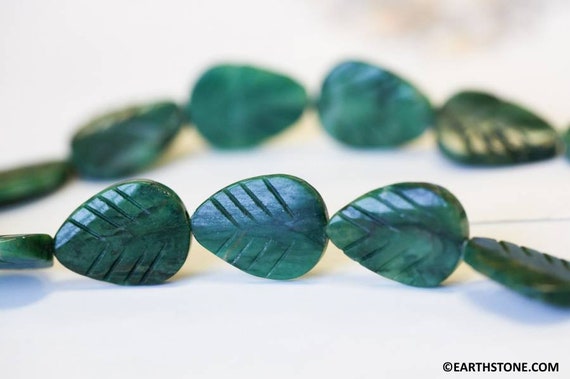 L/ African Jade 15x20mm Leaf Beads 16" Strand Natural Dark Green Verdite Gemstones Beads Size/shade Varies For Jewelry Making