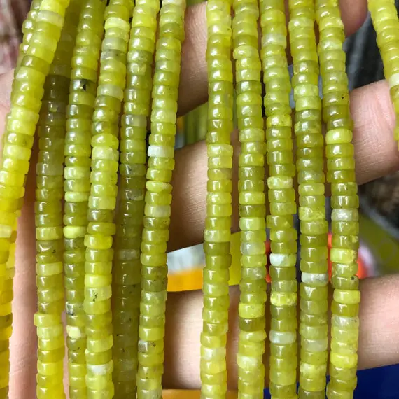 2x4mm Lemon Jade Stone Beads, Natural Gemstone Beads, Rondelle Loose Stone Beads