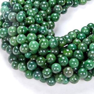 Shop Jade Round Beads! 6MM Natural African Green Jade Gemstone Grade AAA Round Beads 7.5 inch Half Strand (80008081 H-D13) | Natural genuine round Jade beads for beading and jewelry making.  #jewelry #beads #beadedjewelry #diyjewelry #jewelrymaking #beadstore #beading #affiliate #ad