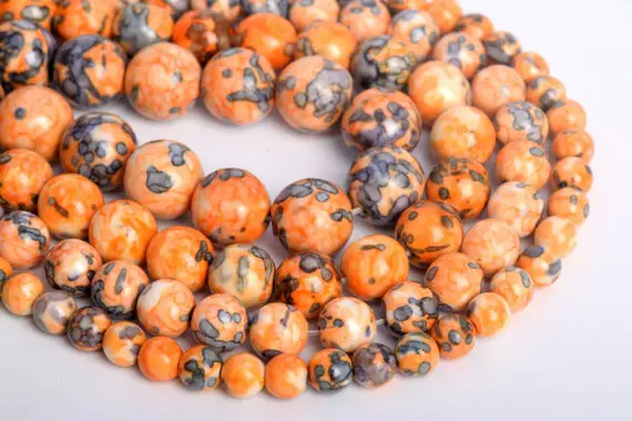 Orange & Blue Black Rain Flower Jade Loose Beads Round Shape 6mm 8mm 9-10mm 12mm