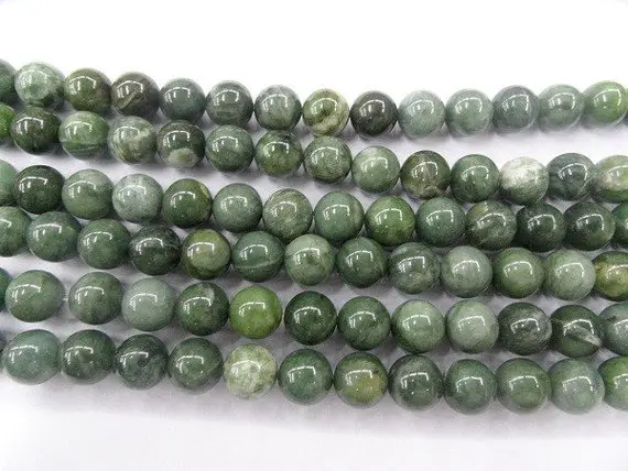 Special Offer Genuine Canada Jade 6mm / 12mm Round Natural Green Beads 15 Inch