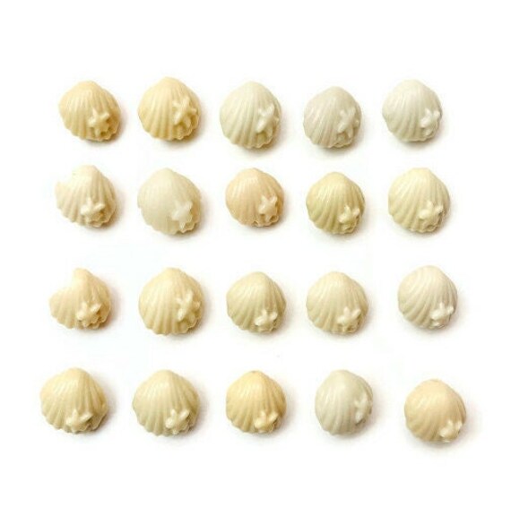 Cream Jade Sea Shell (1) White Jade Stone Shell Carving Drilled Bead Stone, Xxs Yellow White Ivory Jade Crystal, Tumbled Polished Gemstone