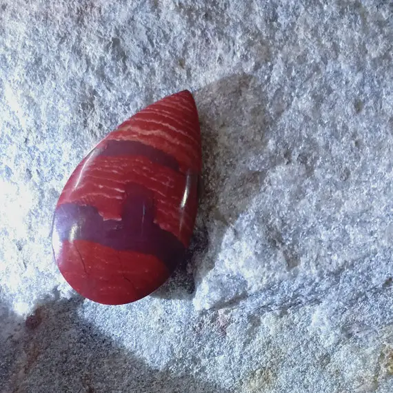 Rare Red Snake Skin Jasper  Cabochon-loose Gemstone 23x38x4 Mm Pear Shape