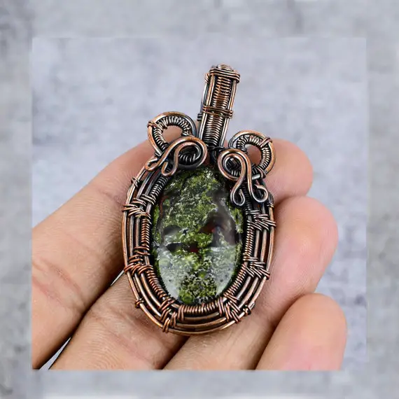 Dragon Blood Jasper Pendant Copper Wire Wrapped Pendant Copper Jewelry Designer Pendant For Her Mother Dragon Jasper Stone Mothers Day Gift