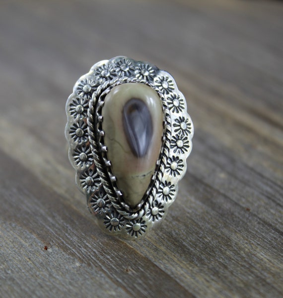 Ring Size 9 Natural Imperial Jasper Sterling Silver Ring Size 9 - Handmade Ring Natural Stone  - Healing Stone