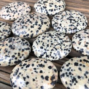 Shop Jasper Shapes! Dalmatian Jasper Palm Stone | Natural genuine stones & crystals in various shapes & sizes. Buy raw cut, tumbled, or polished gemstones for making jewelry or crystal healing energy vibration raising reiki stones. #crystals #gemstones #crystalhealing #crystalsandgemstones #energyhealing #affiliate #ad
