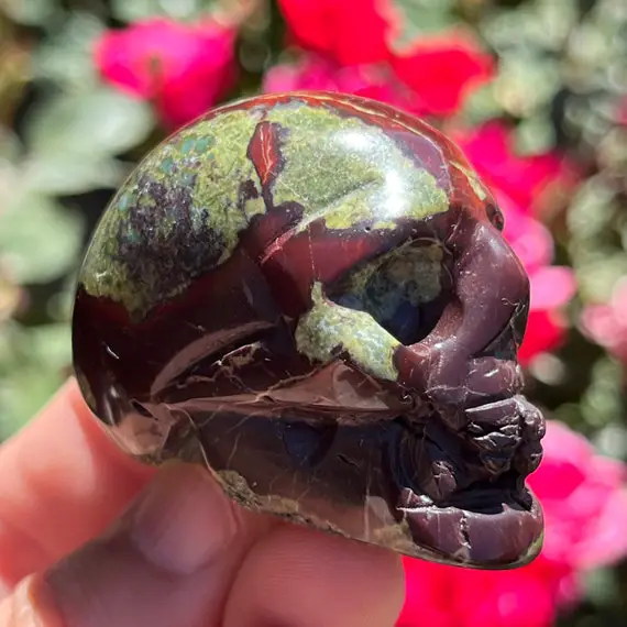 Dragon’s Blood Skull Dragonblood Jasper Genuine Crystal Human Skull Art Carving ~ Crystals Stone ~ Human Skull Art Carving 2”