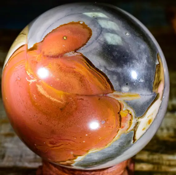 Polychrome Jasper Sphere 3.8" And Weighs 2.71 Pounds