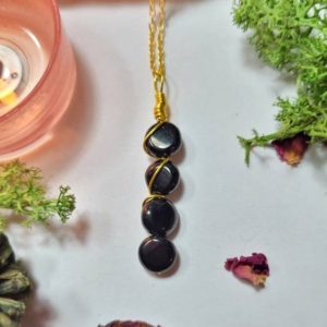 Wire wrapped Gold plated Jet necklace – Protection – Grounding | Natural genuine Array necklaces. Buy crystal jewelry, handmade handcrafted artisan jewelry for women.  Unique handmade gift ideas. #jewelry #beadednecklaces #beadedjewelry #gift #shopping #handmadejewelry #fashion #style #product #necklaces #affiliate #ad