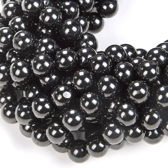 4mm Natural Organic Black Jet Gemstone Round 4mm Loose Beads 16 Inch Full Strand (90113028-127)