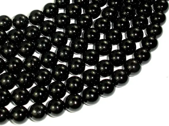 Jet Gemstone, 10mm, Round Beads, 15.5 Inch, Full Strand, Approx. 38 Beads, Hole 1mm (289054003)