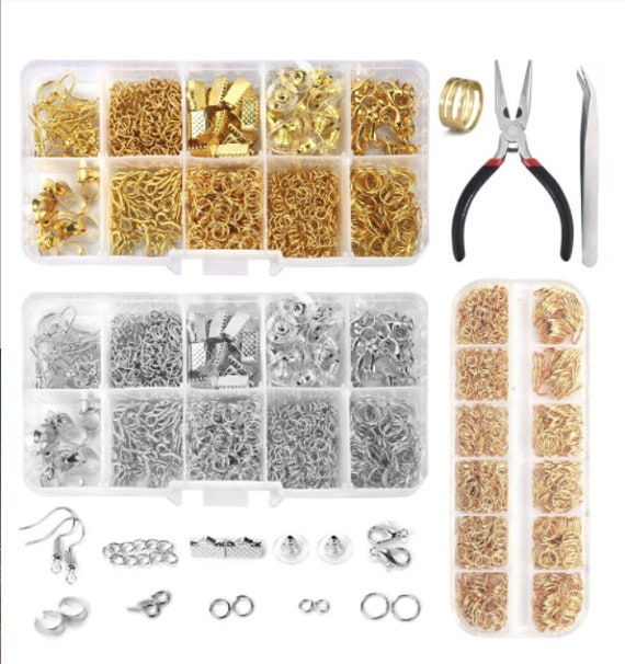 Versatile Earring Making Kit - Silver & Gold-tone Hooks, Chain Links, Bars, Studs, And Hoops - Deluxe Jewelry Findings Set