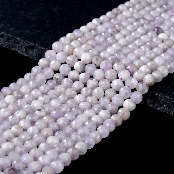 Natural Kunzite Gemstone Grade A Micro Faceted Round 2mm 3mm Loose Beads 15 Inch Full Strand (p54)