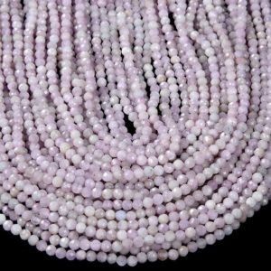 Shop Kunzite Faceted Beads! Natural Kunzite Gemstone Grade AA Micro Faceted Round 3MM 4MM 5MM Loose Beads 15 inch Full Strand BULK LOT 1,2,6,12 and 50 (P54) | Natural genuine faceted Kunzite beads for beading and jewelry making.  #jewelry #beads #beadedjewelry #diyjewelry #jewelrymaking #beadstore #beading #affiliate #ad