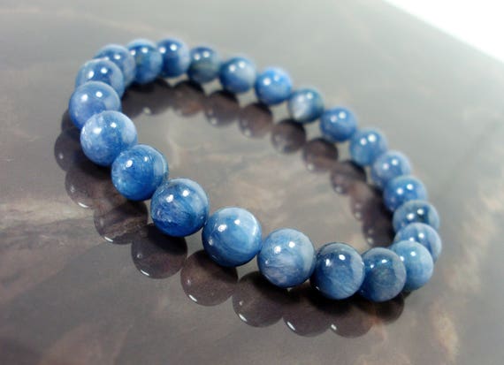 Blue Kyanite Bracelet 7mm Grade A Or 8mm Grade A+, Natural Gemstone Bracelet, Women Men Beaded Bracelet, Gift For Her Or Him + Gift Box