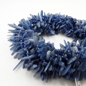 Shop Kyanite Beads! Kyanite Graduated Pebble Slice Stick Points Beads Approx 15-30mm 15.5" Strand | Natural genuine beads Kyanite beads for beading and jewelry making.  #jewelry #beads #beadedjewelry #diyjewelry #jewelrymaking #beadstore #beading #affiliate #ad