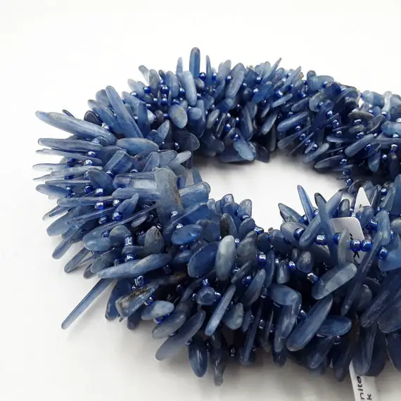 Kyanite Graduated Pebble Slice Stick Points Beads Approx 15-30mm 15.5" Strand