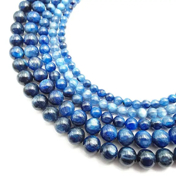 Natural Blue Kyanite Smooth Round Beads 5mm 6mm 8mm 9mm 10mm 15.5" Strand