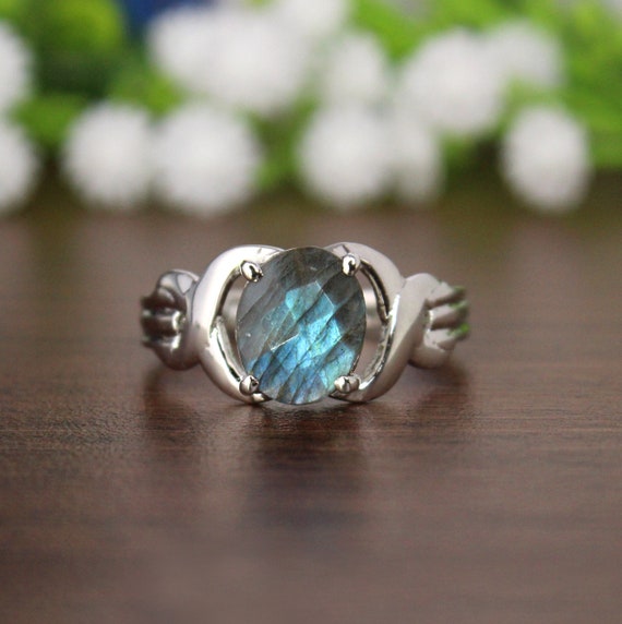 Labradorite Sterling Silver Ring, Boho Statement Ring, Hand Crafted Bohemian Ring, Genuine Labradorite Ring, Labradorite Healing Ring, Gift