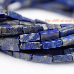 15.5" 4x13mm Natural lapis lazuli rectangle tube, blue gemstone tube beads supply, semi precious stone | Natural genuine beads Array beads for beading and jewelry making.  #jewelry #beads #beadedjewelry #diyjewelry #jewelrymaking #beadstore #beading #affiliate #ad