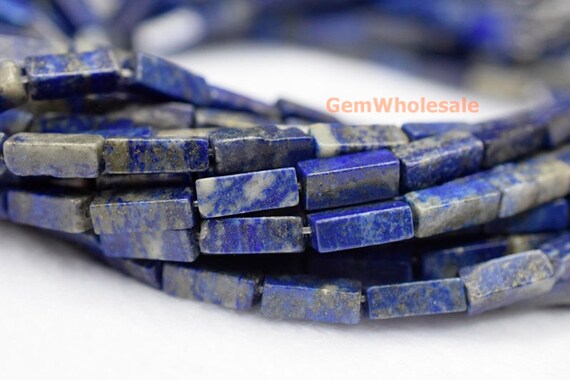 15.5" 4x13mm Natural Lapis Lazuli Rectangle/round Tube, Blue Gemstone Cylinder Beads Supply, Semi Precious Stone