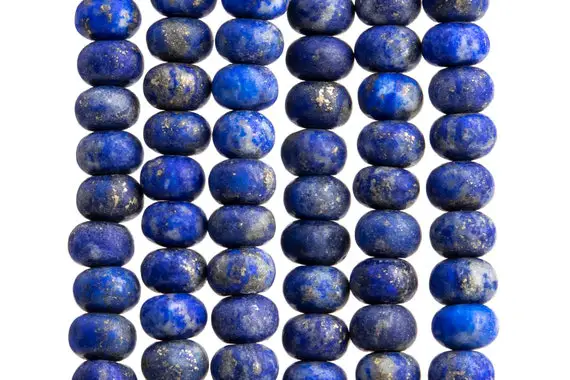 Genuine Natural Lapis Lazuli Gemstone Beads 6x4mm Matte Blue Rondelle A Quality Loose Beads (107389)