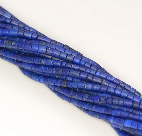 1.5x1mm Lapis Lazuli Gemstone Grade Aaa Blue Round Tube Heishi Loose Beads 15 Inch Full Strand (80005588-473)