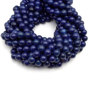 Shop Lapis Lazuli Round Beads! Lapis Lazuli Beads | Smooth Round Natural Blue Lapis Beads – 6mm 8mm 10mm 12mm | Natural genuine round Lapis Lazuli beads for beading and jewelry making.  #jewelry #beads #beadedjewelry #diyjewelry #jewelrymaking #beadstore #beading #affiliate #ad