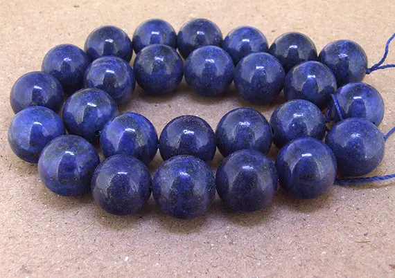 Round Blue Lapis Lazuli Gemstone Beads --- 16mm 18mm 20mm --- Lapis Ball Beads --- 15.5" In Length --- Full Strand