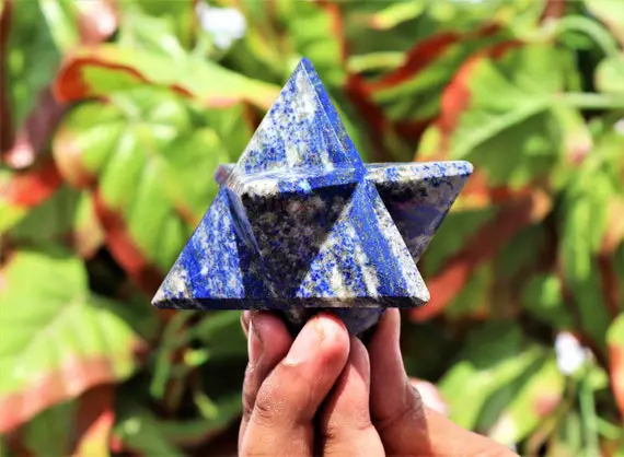 Large 80mm Natural Blue Lapis Lazuli Stone Healing Metaphysical Power Merkaba Star Tetrahedron Goth Decorative Gift For Love Mom Home