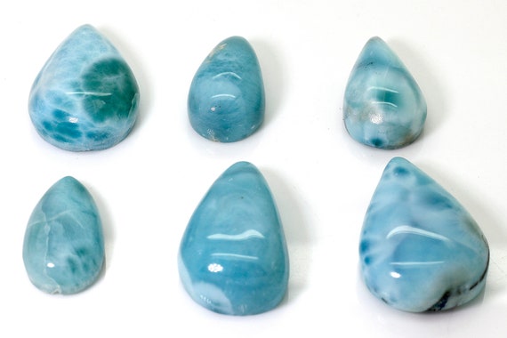 Natural Dominican Larimar Cabochon - Chips Rock Stone Gemstone Oval Drop Shape Beads For Ring Necklace Pendant Jewelry - Pgl76