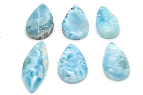Natural Dominican Larimar Cabochon - Chips Rock Smooth Stone Gemstone Pear Tear Oval Round Beads For Ring Necklace Pendant Jewelry - Pgl92