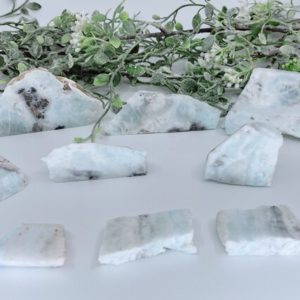Shop Raw & Rough Larimar Stones! Larimar Raw Slabs | Natural genuine stones & crystals in various shapes & sizes. Buy raw cut, tumbled, or polished gemstones for making jewelry or crystal healing energy vibration raising reiki stones. #crystals #gemstones #crystalhealing #crystalsandgemstones #energyhealing #affiliate #ad