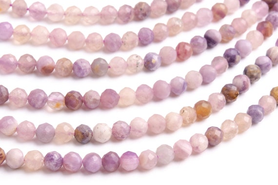 Genuine Natural Lepidolite Gemstone Beads 6mm Purple Faceted Round A Quality Loose Beads (118956)