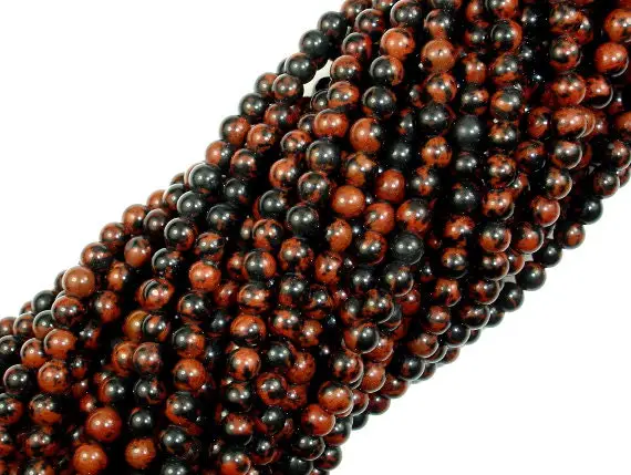 Mahogany Obsidian Beads, Round, 4mm, 16 Inch, Full Strand, Approx. 98 Beads, Hole 0.5 Mm, A Quality (311054006)