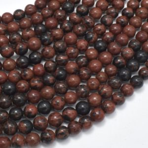 Mahogany Obsidian Beads, Round, 6mm, 15.5 Inch, Full strand, Approx 64 beads, Hole 1 mm, A quality (311054002) | Natural genuine round Mahogany Obsidian beads for beading and jewelry making.  #jewelry #beads #beadedjewelry #diyjewelry #jewelrymaking #beadstore #beading #affiliate #ad