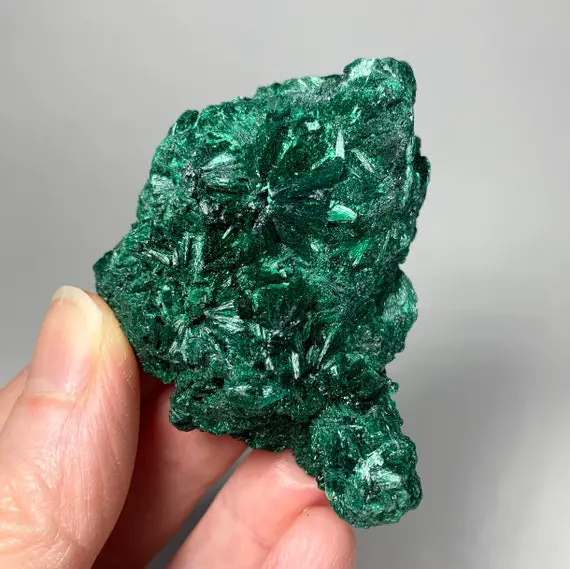 Malachite Crystal Cluster 2.4" - Fibrous Raw Natural Mineral Specimen - From Congo - 78g