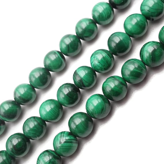 Natural Light Green Malachite Smooth Round Beads 8mm 15.5" Strand