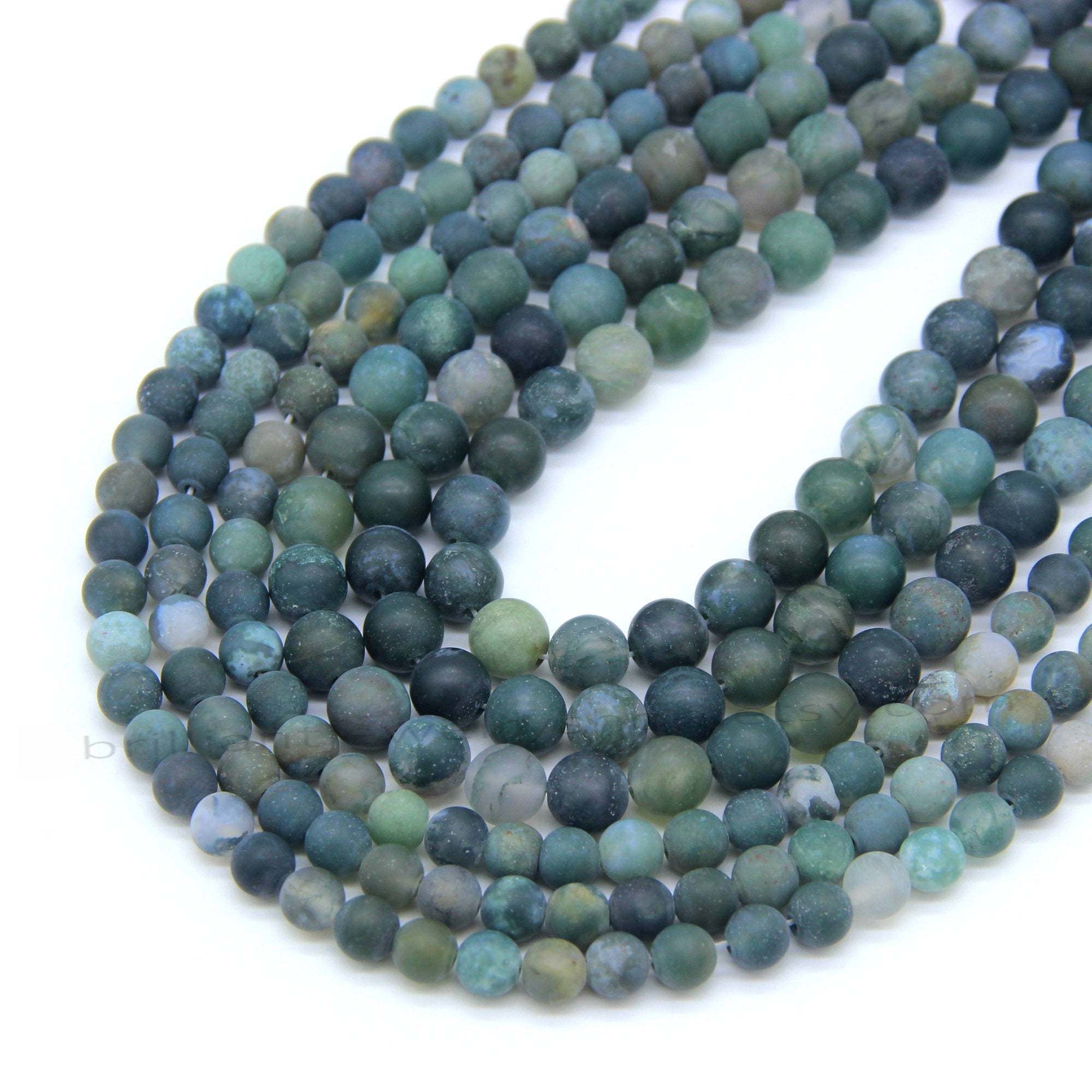 Matte Moss Agate Beads 6mm 8mm 10mm Green Gemstone Green Mala Beads Frost Green Agate Beads Forest Green Beads Supplies