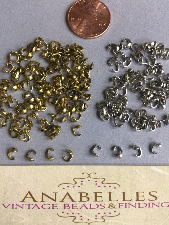 Vintage Bead Tips - Jewelry Metal Findings, Lot Of 100