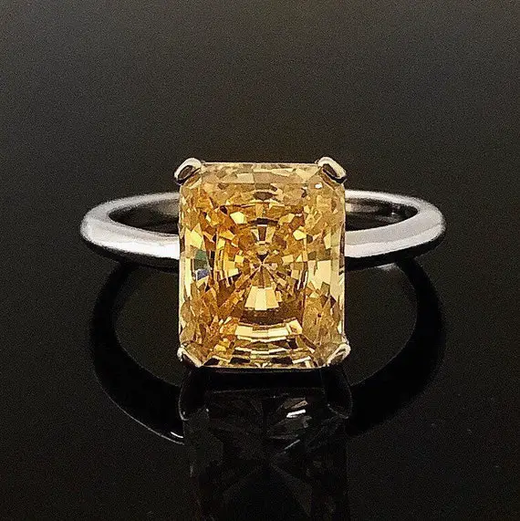 Mia Light Citrine Ring Sterling Silver Ring, Yellow Citrine Engagement Ring, Promise Ring, November Birthstone Ring, Yellow Gemstone Ring